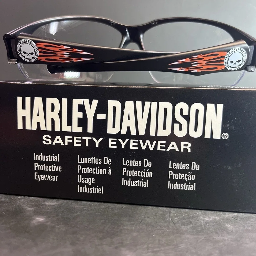 Harley-Davidson HD1500G Clear Lens Black Frame Safety‎ Glasses New In Box